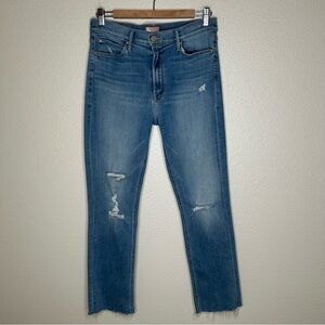 Mother Mid Rise Dazzler Ankle Fray jeans Weekend Kitten 30